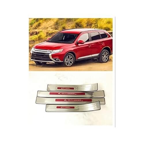 For Mitsubishi Outlander Accessories 2013-2019 Steel Door Sill Scuff Plate Door Sill Protector Cover Trim 4pcs
