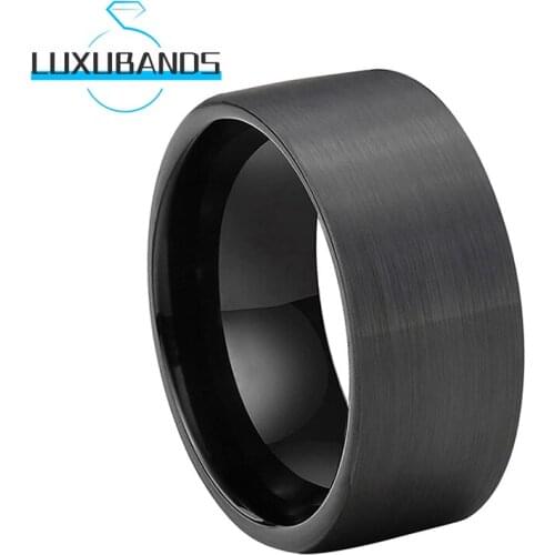Tungsten Carbide Rings For Men Wemen 10MM Black Flat Engagement Wedding Bands Brushed Finished Comfort Fit