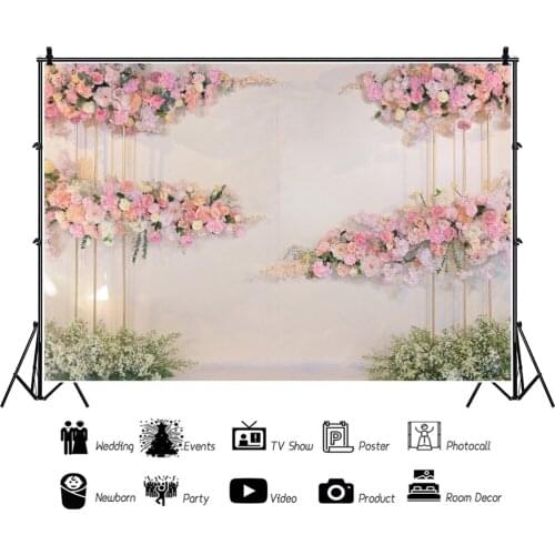 Beautiful Wedding Flower Wall Scene Backdrops Photography Background Honeymoon Banner Party Decor Poster Studio Shooting