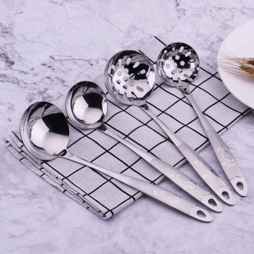 Stainless steel kitchen utensils, household cooking, anti-scalding, spoon kitchen tools, leaky spoon, durable kitchen utensils