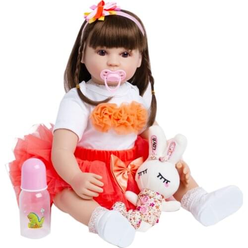 60 CM Soft Silicone Reborn Toddler Princess Doll Cloth Body 24 Inch Baby Bonece Lovely Kid Birthday Gift Play House Dress Up Toy
