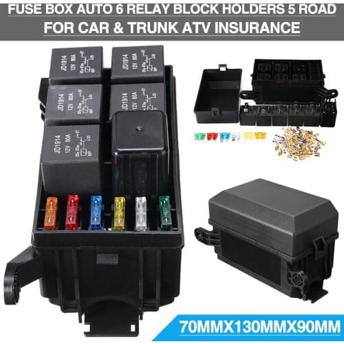 Mayitr 1set High Quality Fuse Box Automobile 6 Way Relay Block Holders 5 Road Fit For Car & Trunk ATV Insurance