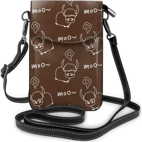 Mini Cartoon Cow Pattern Handbags Female Money Purse Phone Shoulder Bag Hasp Crossbody Bag Women PU Leather Messenger Coin Pouch