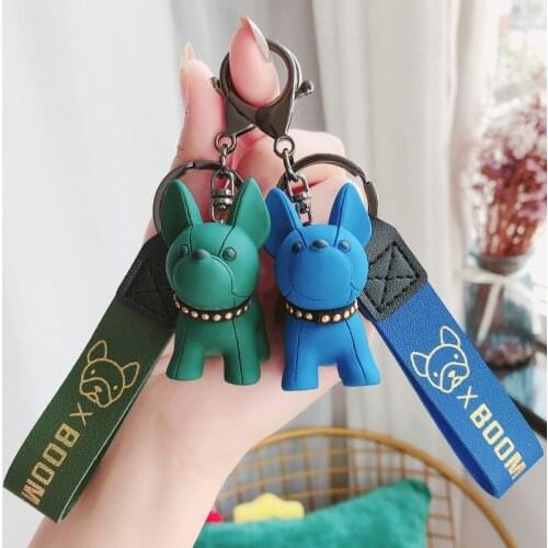 Cartoon Resin+PVC Fighting Dog Keychains Cute Doll Key Chain Creative Couple Bag Pendant Keyring Car Leather Key Ring Gifts