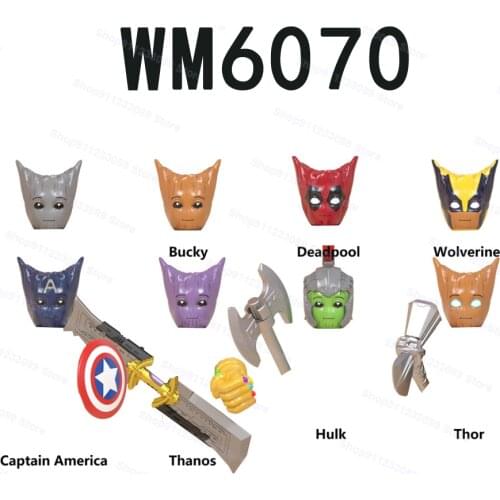 WM6070 8pcs/set Groot Set Assemble Building Blocks Brick Superhero Model Figure Toy Children