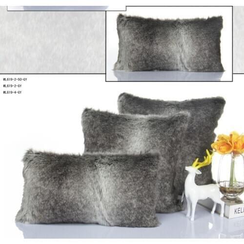 Faux Fur Pillows Pillowcases Core-Free Waist Protection European Style Decorations Sofa Car Cushions Rex Rabbit Leather Plush