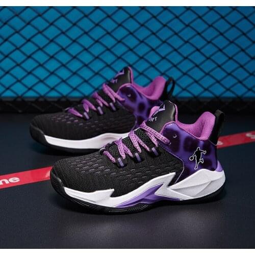 New Teens Light Basketball Shoes Teens Lace-up Sports Breathable Anti-slip Basketball Sneakers Gym Ankle Boots Shoes Basket
