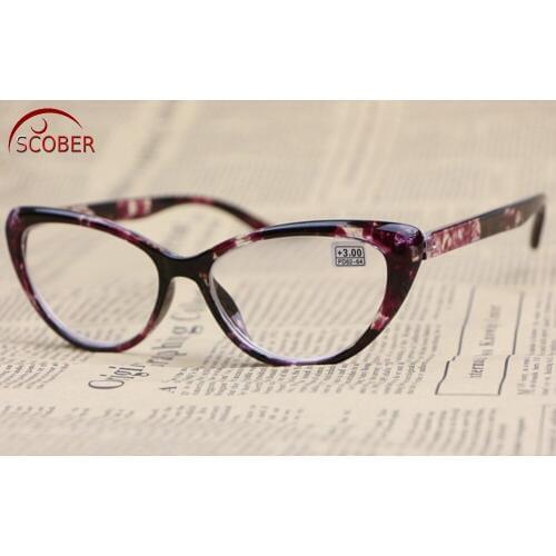 SCOBER = Cats Eye Reading Glasses Vintage Classic Women Purple Flower Spectacles +1 +1.25 +1.5 +1.75 +2 +2.25 +2.5 +2.75 TO +4