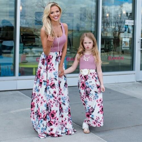 Family Matching Clothes Mother Daughter Dresses For Women 2020 Outfits Sleeveless Long Summer Dress Mom Girl Mother And Me Dress