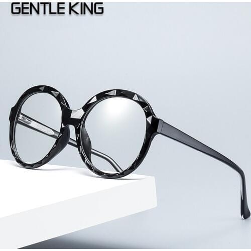 GENTLE KING TR90 Round Big Frame Personality Glasses Frames Men Women Optical Fashion Gaming Computer Anti Blue Light Glasses