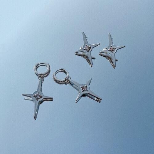 Orgin Summer Unique Design Metal Cross Hoop Earrings for Women High Street Cubic Zircon Earrings Party Gifts Jewelry Accessories