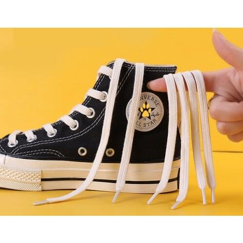 1 Pair Pure Cotton Shoelaces Flat Double Thickening Tightly Woven Shoe Laces Used For 1970s High top Canvas Shoes Shoelace