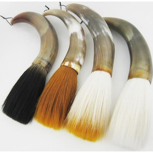 Natural Horn Calligraphy Brush Pen Chinese Caligrafia Brush Woolen Weasel Multiple Hairs Hopper-shaped Brush Writing Big Words