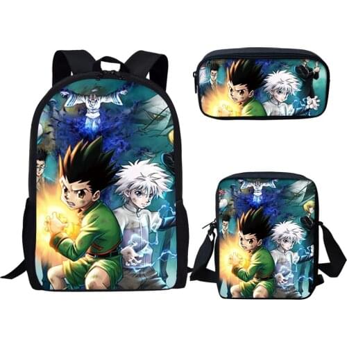 Jackherelook Hunter X Hunter Anime School Backpack for Teenage Boys Girls Kids School Bag Set Student Book Bags Mochila Escolar