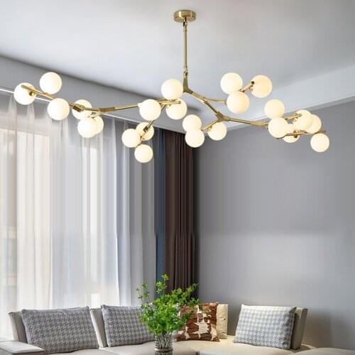 Modern Led Chandelier Fission Branches Style Glass Balls Ceiling Lamp Living Room Dining Bedroom Lighting Fixtures