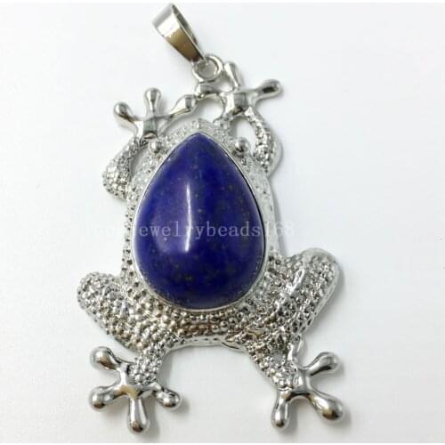 Tiger Eye Lapis Lazuli Malachite Howlite Crystal Jaspe Opal Goldstone Aventurine Blue Sand Frog Pendant Bead WFH500
