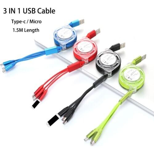 Retractable usb fast charging cable for huawei p40 mate30 tpye c charge cable for samsung s10 s20 a10 micro usb wire for oppo lg