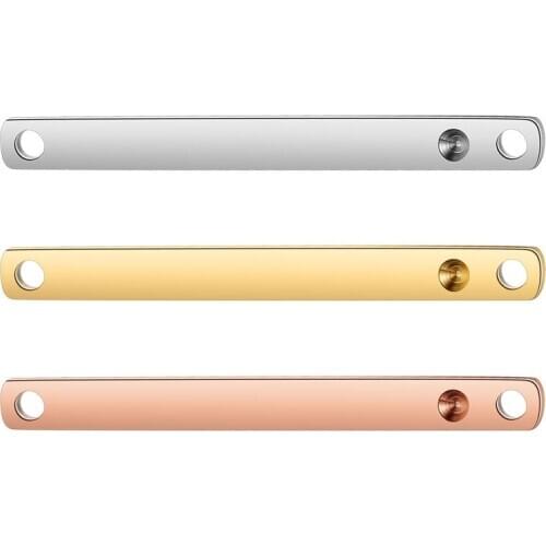 Stainless Steel High Mirror Polish Rectangle Bar Pendant Hole for Rhinestone 3x32mm Blank Charm DIY Jewelry Accessories 10pcs