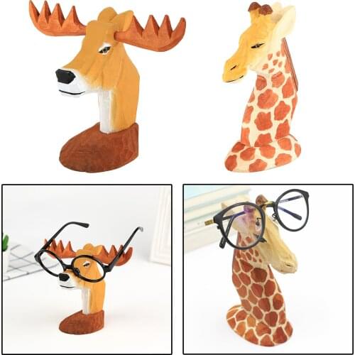 Vivid Wood Hand Carved Sunglasses Eyeglass Holder Nose Animal Display Stand