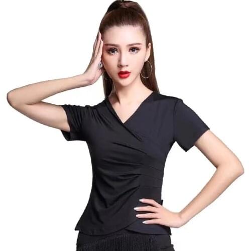 Women Latin Tops Belly Dance Dancewear Sexy Slim Ballroom Samba Tango Flamengo Dancing Practice Modern Dancing T-shirt Costume