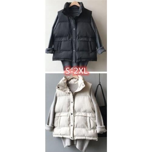 2021 Women Sleeveless Vest Winter Warm Plus Size 2XL Down Cotton Padded Jacket Female Veats Mandarin Collar Sleeveless Waistcoat