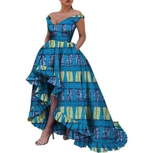 Party Dress Women Bazin African Design Vintage Robe Gowns Long Maxi Dress Woman Evening Wedding Gown Plus Size WY8373