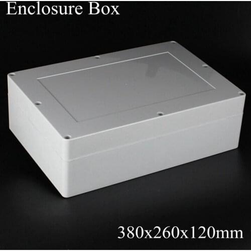 1 piece/lot) 380x260x120mm Grey ABS Plastic IP65 Waterproof Enclosure PVC Junction Box Electronic Project Instrument Case