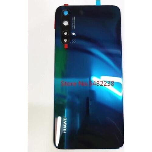100% Original Back Housing Door For Huawei Nova 5T Glass Rear Battery cover Case with Back camera Glass Lens Frame Ring