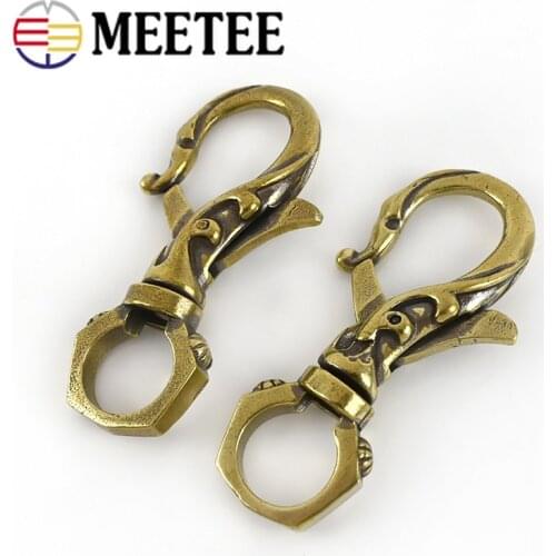 Retro Creative Pure Solid Brass Pattern Keychain Dog Collar Buckles Spring Snap Hook Buckle LeatherCraft Cloth Decor Accessories