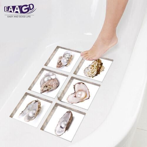 6Pcs/Set Shell Bath Treads Sticker Safety Non Slip Bath Tub Tattoos Tub Stickers Tub Decals Tub Appliques