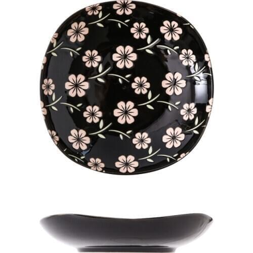 8 Inch Ceramic Plate Nordic Dark Green Glaze Deep Square Dish Household Ceramic Dinner Plates Tableware Dishes Pasta Bowl