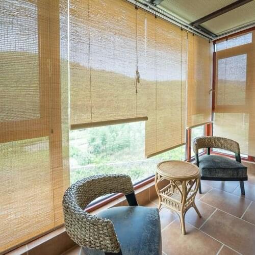Bamboo Roller Blinds Natural Light Filtering Half Shading Bamboo Blinds for Windows Home Living Room Bedroom Tearoom Customized