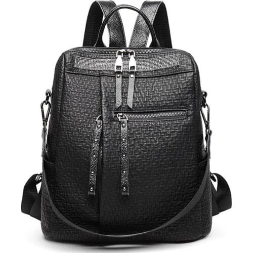Brand Women Backpack 2021 Teenage Girl Schoolbag Ladies High Pu Leather Backpacks Fashion Dual-use Shoulder Bag Mochila Shipping