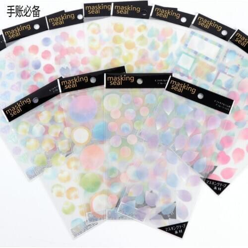 Watercolour Petal Washi Paper Sticker Water Drop Scrapbook Adornment Love Diary Handmade Gifts Flower Bubble Label Masking Seal