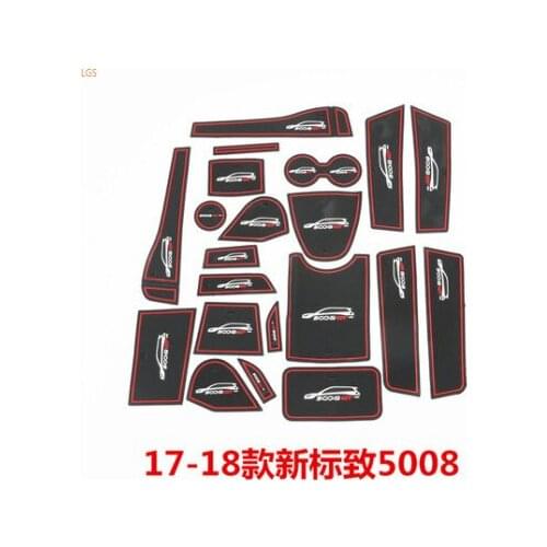 For Peugeot 5008 2017-2019 Door Slot Mat Water coaster Armrest box storage slot mat decoration Car styling
