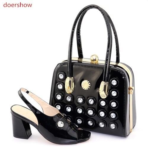 Doershow Italian Matching Shoes and Bag Set African Wedding Shoe and Bag set Italy Shoe and Handbag Summer Set Women!!BDN1-2