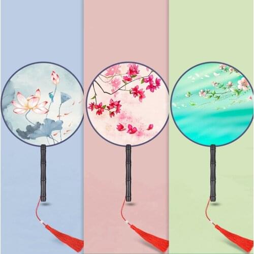 Double-Sided Round Fan Translucent Ancient Style Decoration Circular Fan Chinese Style Mandarin Fan Dance Round Fan Home Decor