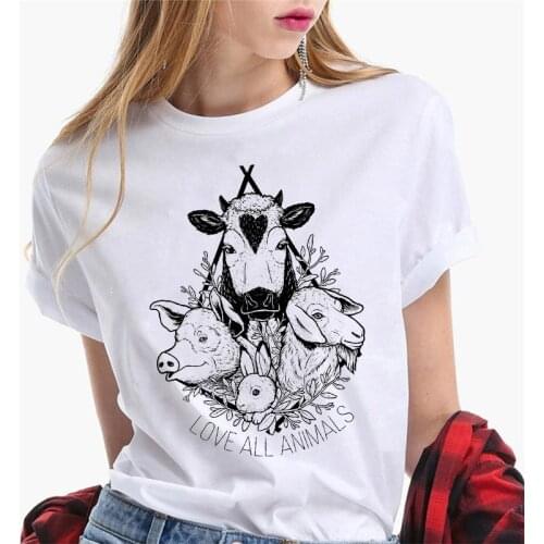 Cartoon Printing T-Shirt Tee Shirts for Women Female White Graphic Tee Loose Short Sleeve Summer T Shirts Tops