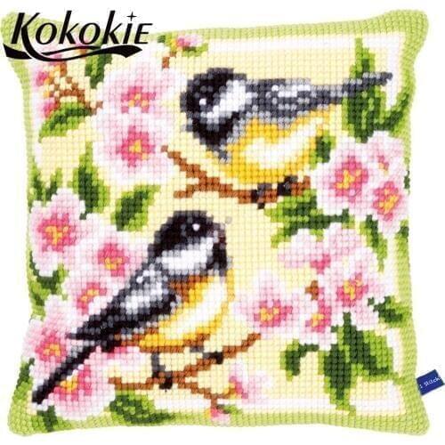 Cotton embroidered mats DIY decorative cushion embroidery yarn needlework set cartoon bird throw pillow cross stitch pillow kits