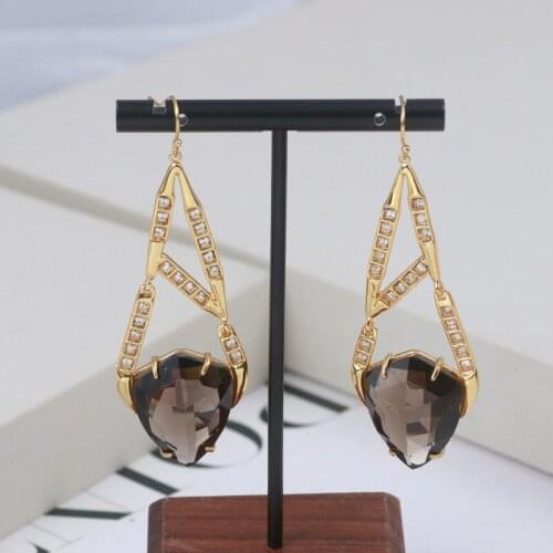 Personalized design fashion geometric irregular lines inlaid shining single long earrings female