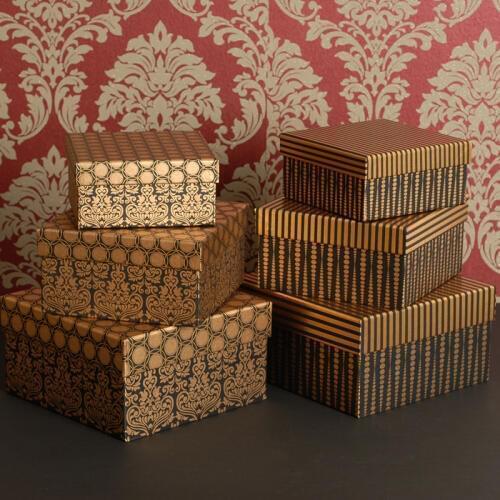 Pack of 3 Packaging Gold Metallic Gift Boxes With Lids Hard Cardboard storage box jewelry organizer rectangular container