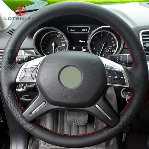 LQTENLEO Black Artificial Leather Car Steering Wheel Cover for Mercedes Benz E400 GL350 500 550 ML320 350 400 500 550 2012-2015