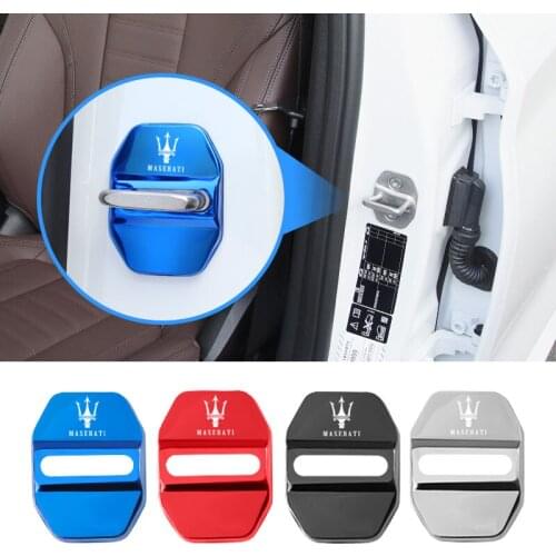 4Pcs Metal Car Door Lock Buckle Cover Decoration Accessories For Maserati Ghibli GranTurismo Quattroporte President Levante MC20