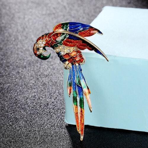Zlxgirl fashion mens red and blue Birds Brooch Pin Perfect Enamel Brooches women Birthday Gift Women Hijab Accessories