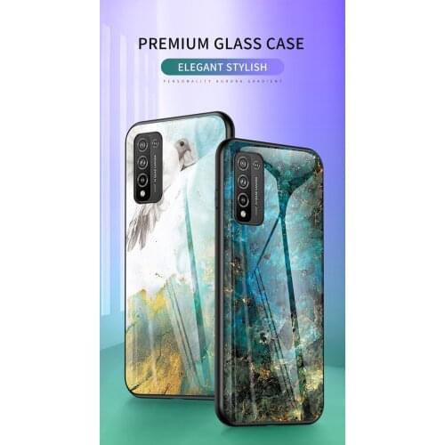 Marble Luxury Tempered Glass Phone Case TPU Protective Hard Cover for Huawei P9 P10 P20 P30 P40 Pro P Smart Z P Smart Plus