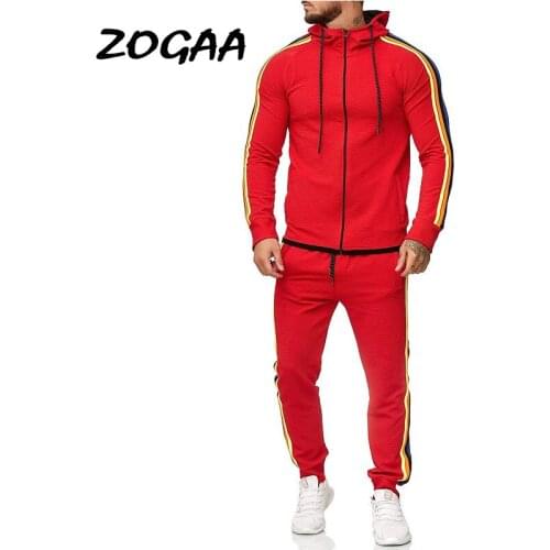 ZOGAA Sets Men Autumn Winter New Mens Sports Suit Fashion Fitness Casual Patchwork Sweatsuit Tracksuit Large Size Hot Sale Chic