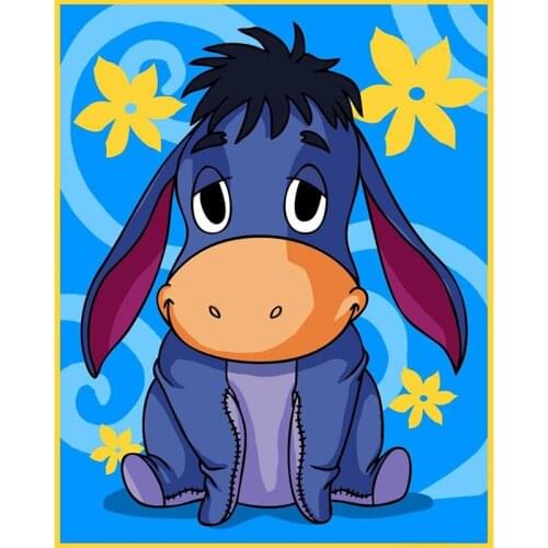 DIY Painting By Numbers Cartoon Donkey Kit Coloring By Numbers Flower Wall Art Acrylic Canvas Paintings Home Decoration Gift