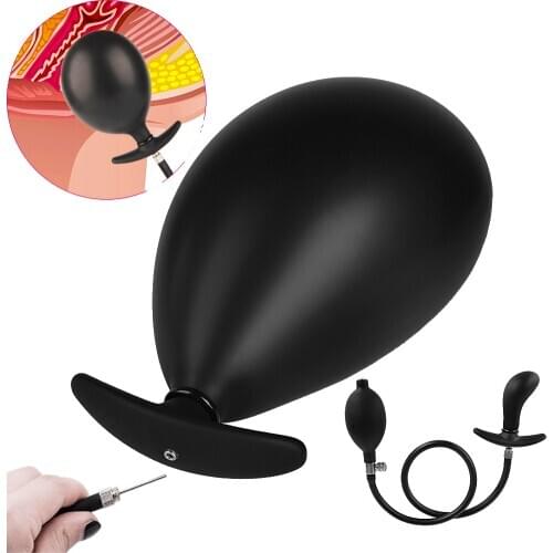 Liquid Silicone Inflatable Anal Plug Super Large Dildo Butt Plug Atmospheric Pump Expandable Anal Ball Sex Toy G-spot Stimulator