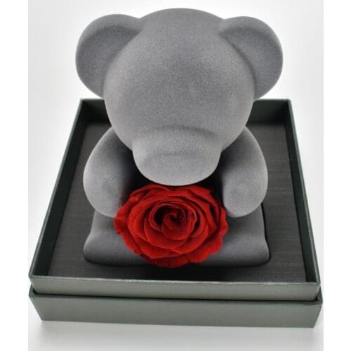 New unique design Beautiful Preserved Fresh Flower Rose Decoration Bear with High-end gift box packaging For Valentines Day