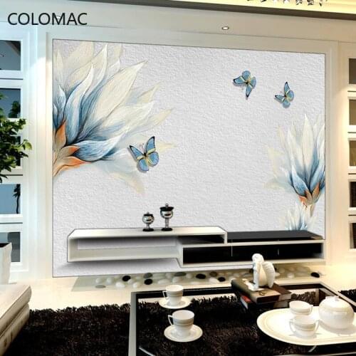 Colomac Custom Living Room Decoration Wallpaper 3d Modern Simple Cloth Magnolia Flower Mural Ornaments for Room Drop Shopping